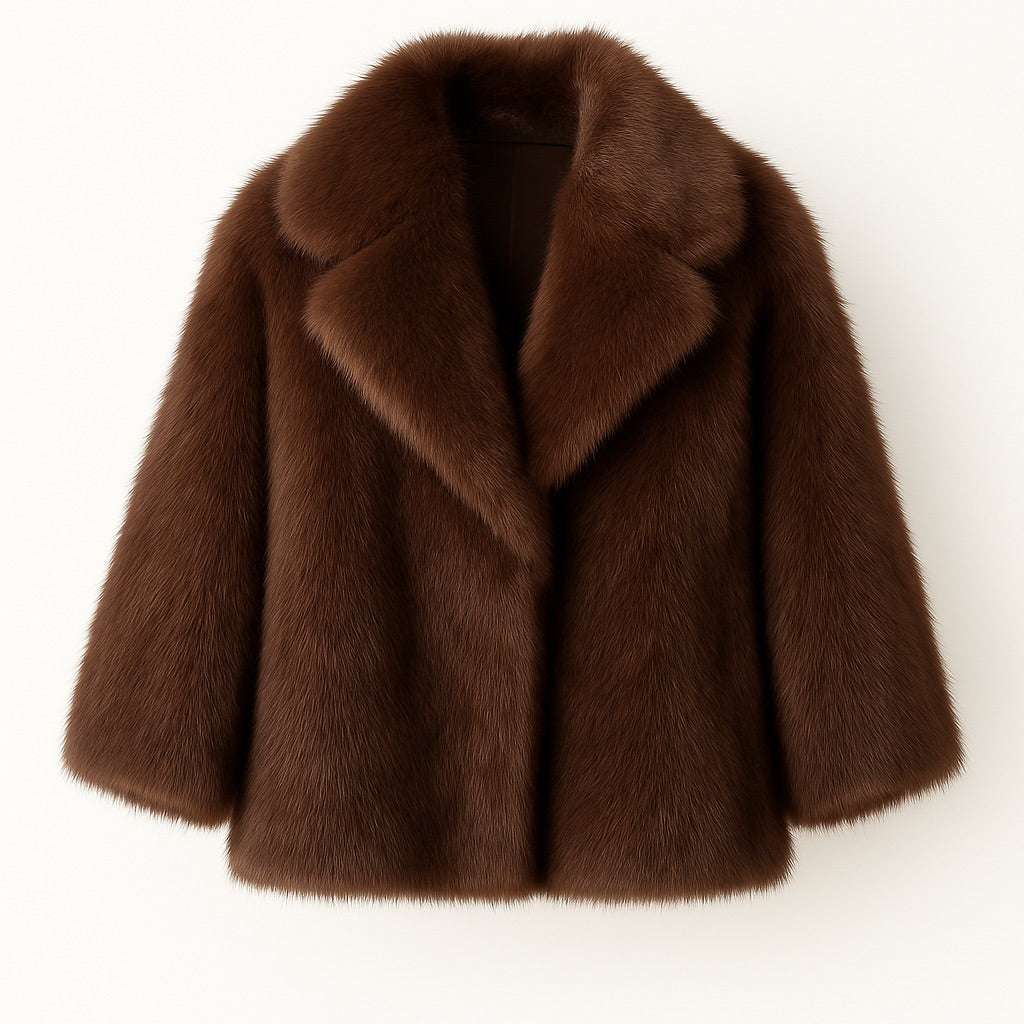 Fourrure avec capuche Marron